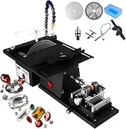 5 in 1 Multi-Functional Table Saw, Gem Polishing Machine Jewelry Polisher Flat Grinder Lapidary Machine, Rotating Speed 15000r/min, 45mm Cut Depth, for Grinding Polishing Drilling B