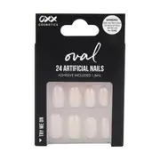 OXX Cosmetics 24 Pack Artificial Nails with Adhesive - Oval Shape, Pink Shimmer