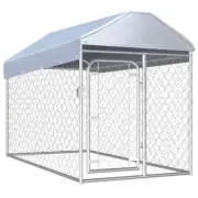 Large Outdoor Dog Kennel With Roof Galvanized Steel Garden Playpen Cage Shelter