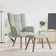 Generic Relaxing Chair with a Stool Light Grey Velvet,328062