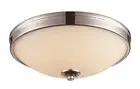 Polished Chrome Etched White Opal Glass LED Flush Mount Ceiling Light 13"