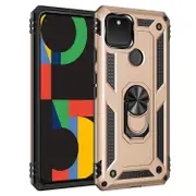 For Google Pixel 5 Case Protective Cover, 360 Degree Rotating Holder, Gold