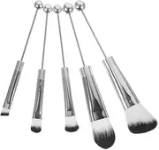 ASAKKURA 5pcs Makeup Brush with Handles Eye Shadow Blush Loose Powder Brushes for Application for All Skin Handle with Soft Bristles
