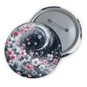 Custom Pin Button Badge Sakura Storm in Midnight Blue