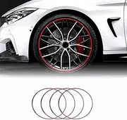 Universal Car Wheel Rim Protector - 4-Piece Set (15-22 Inch), Red Tire Edge Guard for Scratch Protection & Stylish Enhancement, Automotive Alloy Wheel Trim, Easy Install,20inch