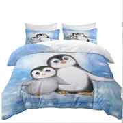 Cute Animal Art Drawings Penguins Side by Side Quilt Cover