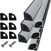 [HAMRVL] 6-Pack 1ft Led Channel Diffuser Black Aluminum With Mliky White Cover V Shape 16x16mm,Led Strip Diffuser Track with End Caps and Mounting Clips Accessories,Aluminum Profile for Led Strip Lights