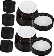 CANIGHT 6pcs Travel Facial Cream Bottles Refillable Lotion Containers Cap Moisturizer Travel Jars for Women Men Brown Sample Jars Lids