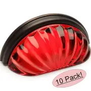 *10 Pack* Cosmas 6381ORB-R Oil Rubbed Bronze with Red Glass Cabinet Cup Pull