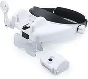 Meichoon Head Magnifier,High-Definition Magnifying Glass with 2 LED Lamps,Reading Maintenance Optical Special 4 Lens Loupe 1.2X 1.8X 2.5X 3.5X