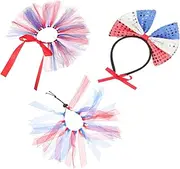 Happyyami 1 Set July Pet Costume Pet Collar Accessories Comfortable Breathable Cats for Independence Day Celebrations Washable Reusable