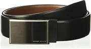 [Perry Ellis] Men's Portfolio Patterned Plaque 100% Leather Reversible Belt (Sizes 30-44 Inches)