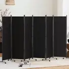 Room Divider Screen 6 Panel Partition Privacy Fold Fabric Wheels Large Black
