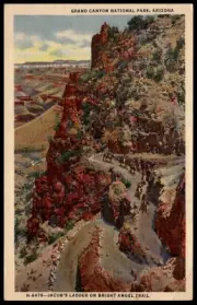 Grand Canyon National Park Arizona Jacob's Ladder Fred Harvey Postcard