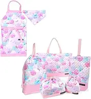 [COLORFUL CANDY STYLE] 6 Piece Set for Kindergarten Entrance School, Lesson Bag, Shoe Case, Drawstring Bag, Gymnastics Clothes Bag, Lunch Bag, Cup Bag, Small Compartment, Apron, 100-120, 130-160,