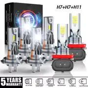 FOR Smart Fortwo 2008-2015 6000K Headlight High/Low+Fog Light Bulbs Kit white (for: Smart)