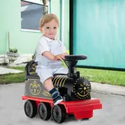 Costway6V Electric Kids Ride On Train Toy with Track &amp;amp; 6 Wheels-Black
