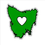 Tasmania map with heart origin state pride love australian vinyl bumper sticker