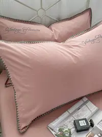 在飛比找樂天市場購物網優惠-ins全棉水洗棉枕套一對裝家用純色兒童枕頭套單個純棉枕芯內膽
