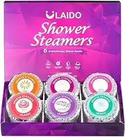 ULAIDO Bath Bombs Shower Steamers Aromatherapy -Shower Bath Bombs 6 pack with 6% Essential Oils. Self Care and Relaxation Birthday Gifts for Women and Men present ackage Purple Set