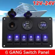 Car Truck Boat 6-Gang Waterproof Circuit Blue LED Rocker Switch Panel Breaker US (for: Renault)