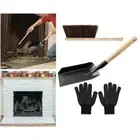 Fireplace Tools Coal Shovel and Hearth Brush Set Firepit Tools Silicone Gloves