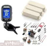 EMG SX SET IVORY 3 ACTIVE SINGLE COIL PICKUPS FOR STRAT POTS & WIRING ( TUNER )