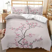 a1166 Bed Sheets Spring Flowers Tulip Bedding Set Morning Glory Pink Rose Bed Linen Double Women Girls Duvet Cover Gift3-Piece Bedding Set (1 Duvet