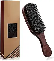LxcshLjx Natural Boar Bristle Hair Brush, Professional Massage Comb for Men Women, Mustache Brush, Stiff Bristles Hairbrush for Beard Styling, Wave Brush for Hair Detangling, Smoothing, Wave Styles