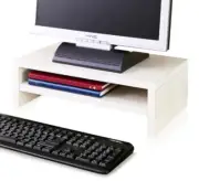 Way Basics 16.7"W 2-Shelf Simple Eco Modern Computer Monitor Stand Riser, White