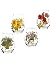 Portmeirion Set of 4 Botanic Garden Stemless Wine Glasses