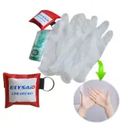 10pcs CPR First Aid Mask Latex Gloves Mouth To Mouth One-way Valve Face Shield