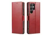 For Samsung Galaxy S24 Ultra Case Leather Flip Wallet Folio Cover Red