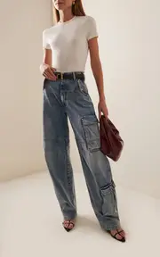 [DARKPARK] Rosalind Rigid Mid-Rise Barrel-Leg Cargo Jeans