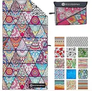Microfiber Beach Towel Quick Dry - Beautifully Designed Pool Towels 71x37 inches Oversized Travel Towel - Lightweight Compact Beach Accessories for Women - Large Sand Free Micro Fiber Beach Towels