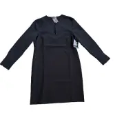 Boston Proper Dress Womens Extra Small Black Shift Long Sleeve Mini Modest NWT
