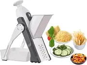 GUYOS Safe Vegetable Cutter for Kitchen Adjustable Vegetable Mandoline Slicer Chopper for Potatos Onion Cucumber Carrot with Container Cleaning Brush