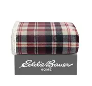 Eddie Bauer Trailhead Plaid Plush-Fleece Red Throw Blanket-50X60