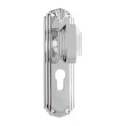 Tradco Napier Art Deco Door Knob on Backplate Chrome Plated