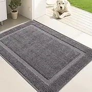 Oiilores Dirt Trapper Door Mat Indoor 85 x 150 cm, Washable Entry Rug, Inside Doormats for Entryway, Non-Slip, Low-Profile, Super Absorbent Dog Mats for Muddy Paws, Pets, Gray