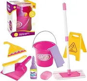 Kids Toy Cleaning Kit | Pretend Play Housekeeping Toys | Style Cleaning Set with Mop Broom Dustpan and More for Boys Girls Age 3 Plus Educational Pretend Play Toys for Imaginat