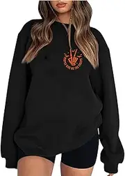 Halloween Sweatshirts for Women Ghost Oversized Crewneck Sweatshirt Cute Pumpkin Graphic Hoodies Fleece Pullover, Aa21 Black, Medium