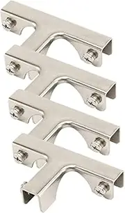 CATIEBYE 4Pcs Shaped Glass Clamps for Glass Panels Heavy Duty Steel Brackets for Glass Shelf Display Cabinet Easy Installation Secure Reinforcement