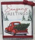 Seasons Greetings Rustic Christmas Farmhouse Handcrafted Wood Wall Hanging 11x9"