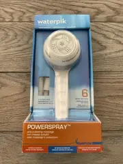 Waterpik PowerSpray Original Showerhead Pulsating Massage White 6 Settings