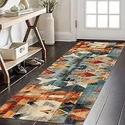 Rug Runner for Hallway Living Room, Geometric Carpet Washable Floor Non-Slip Mats 1m 1,5m 2m 2,5m 3m 3,5m 4m 4,5m 5m 5,5m 6m Soft Touch Indoor Outdoor Patio Decking Area Long Rugs(120x100cm)