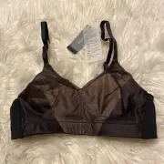 Natori 32C Bra Black Cafe Side Effect Wireless Back Closure 735332 NEW