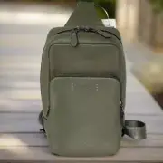 Coach Gotham Pack Sling Mens Army Green Leather Backpack Crossbody C5331