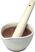 Motoshige Pottery Iwami Pottery Motoshige Mortar, Pestle, Mortar, Pestle, Pestle Set, Will Not Scratch Tables, Silicone, Bottom (Small), White Mat, Diameter Approx. 4.3 inches (11 cm), Anti-Slip, Made