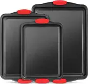 Cookie Sheets for Baking Nonstick Set - 3-Piece Stackable Carbon Steel Baking